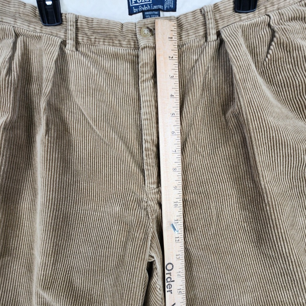 Polo Ralph Lauren Corduroy Pants Mens 38x32 Beige Andrew Pleated Classic Fit - Picture 12 of 13